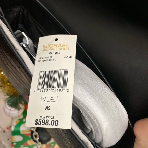 Michael Kors Carmen Medium Crocodile Embossed Convertible Shoulder Bag - Picture 7 of 9